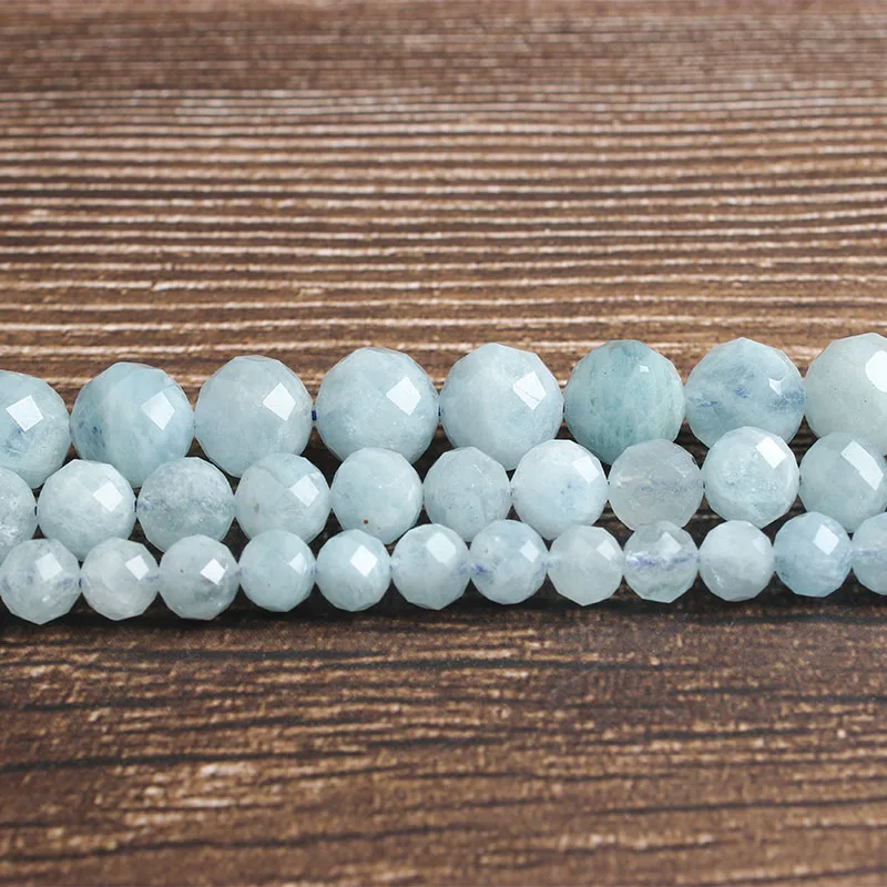 

LanLi natural 6/8/10mm top-level aquamarines loose Beads DIY men and women Bracelet Necklace anklet Accessories