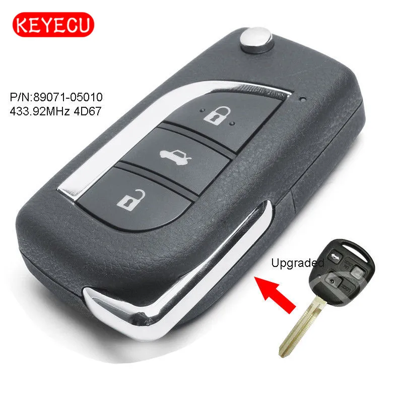 Keyecu обновленный дистанционный ключ Fob 433 92 МГц 4D67 чип для Toyota Avensis 2003 2008 FCC: 89071