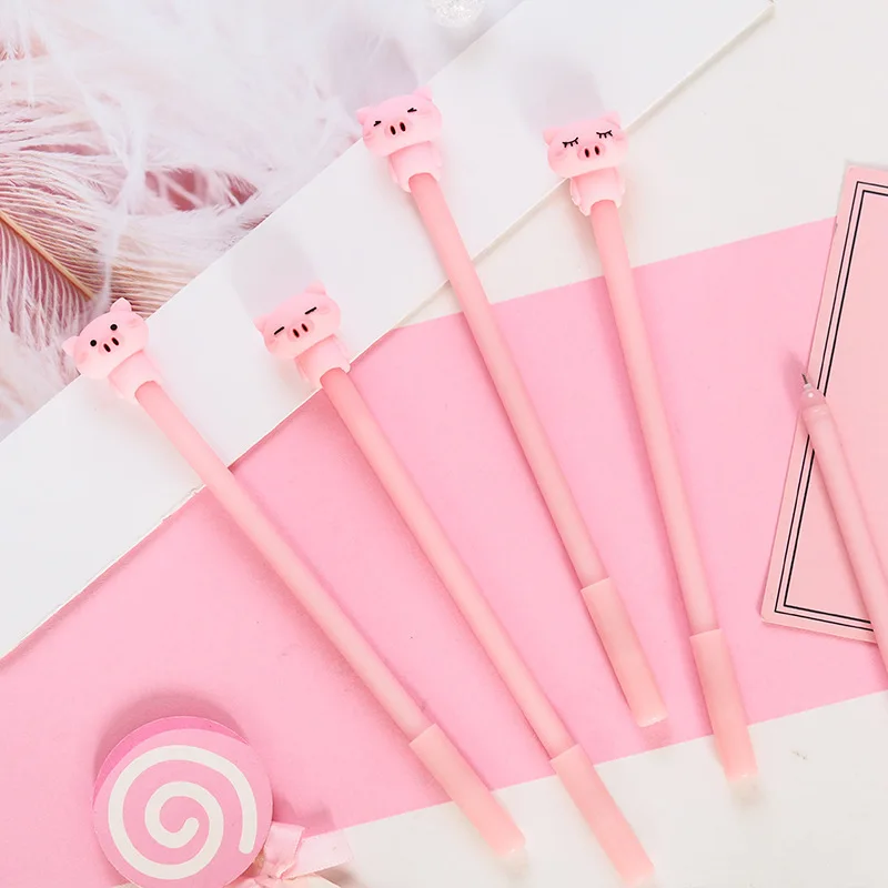 Porco dos Desenhos 40 Pçs e lote Criativo Boneca Animados Silicone Gel Caneta Unisex Assinatura Canetas Roller Pen Presente da Promoção Escola Escritório Prêmio 8 40 pçslote criativo dos desenhos animados porco