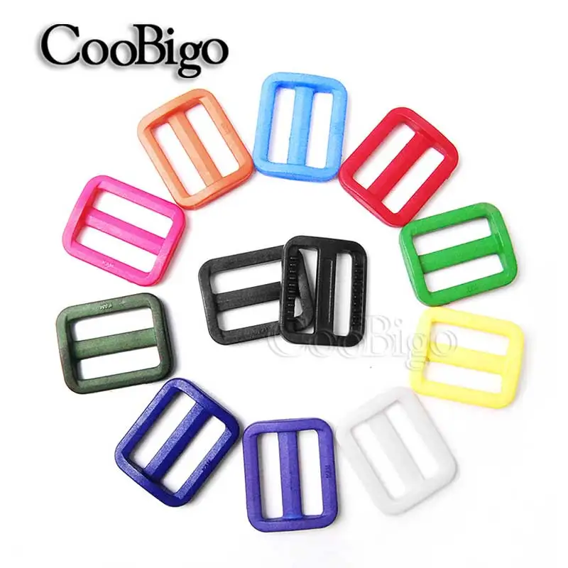 

10pcs Pick Color 1"(25mm)Plastic Tri-Glides Slider Adjustable Buckle Backpack Webbing Moll Tactical Bag Parts#FLC079(Mix-s)