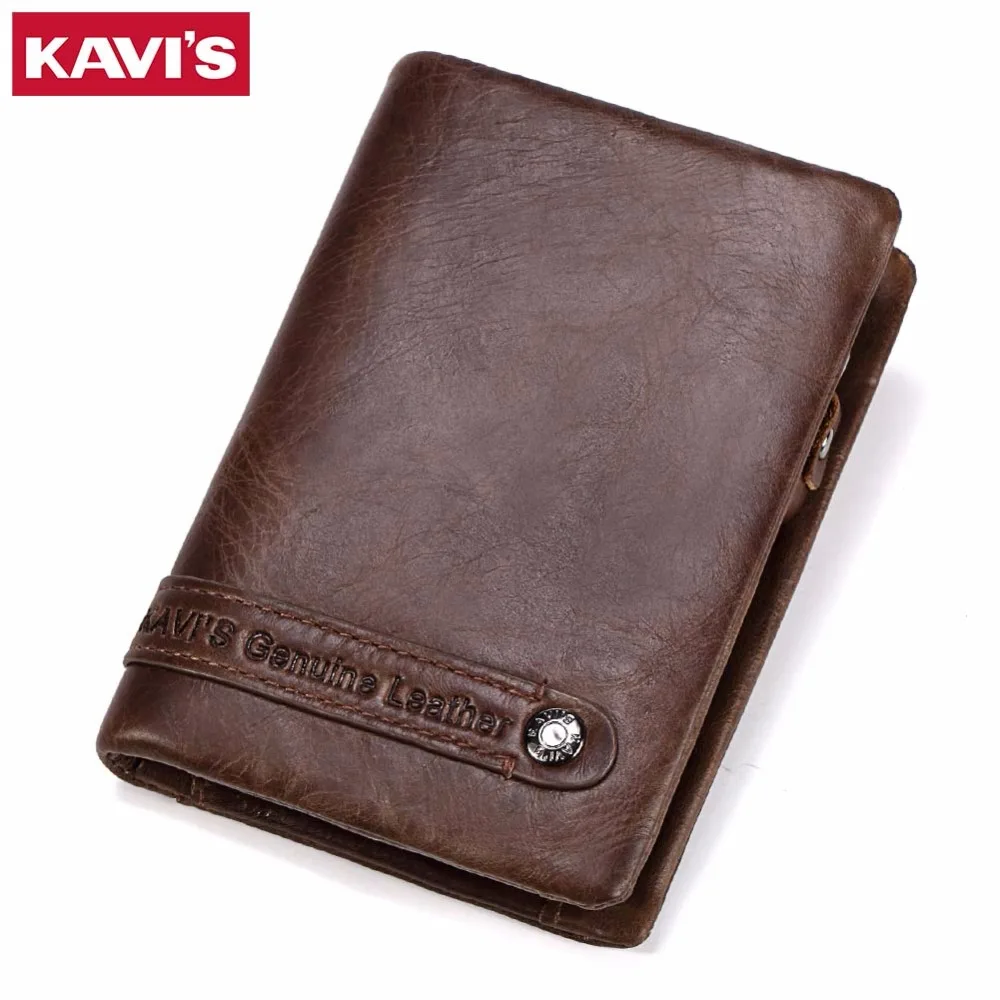 

KAVIS Hot Genuine Leather Wallet Men Card Holder for Coin Purse Rfid Magic Walet PORTFOLIO Portomonee Mini Vallet Travel Cover