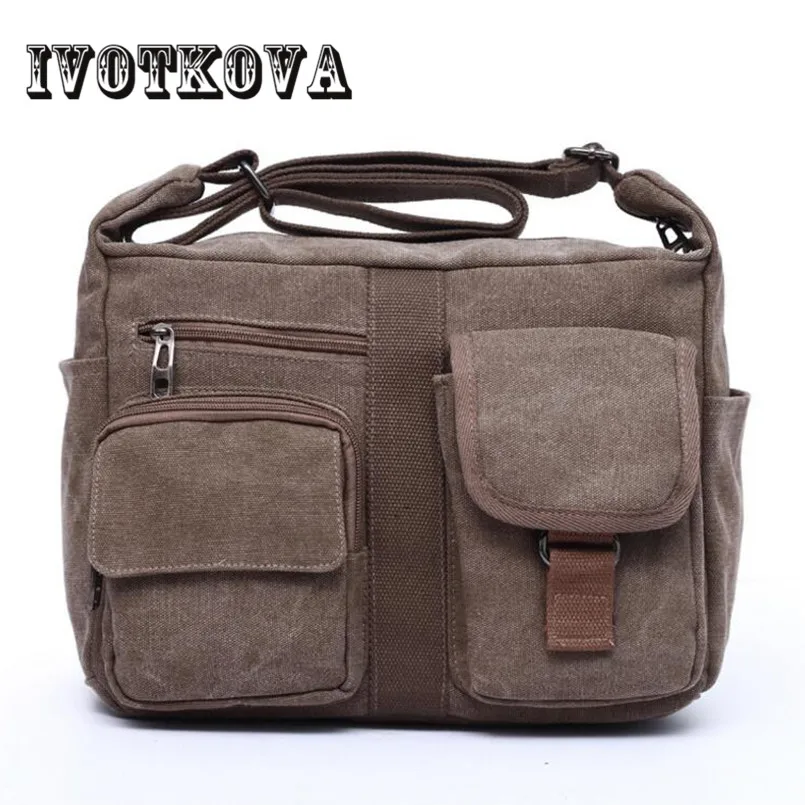 

IVOTKOVA Hot! High Quality Multifunction Men Canvas Bag Casual Travel Bolsa Masculina Men's Crossbody Bag Men Messenger Bags