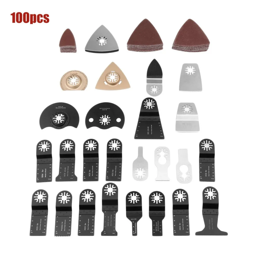 

100pcs High Carbon Steel Bi-metal Saw Blades Wood Mix Oscillating Multitool Save Power DIY Power Hand Tool Accessories Kit