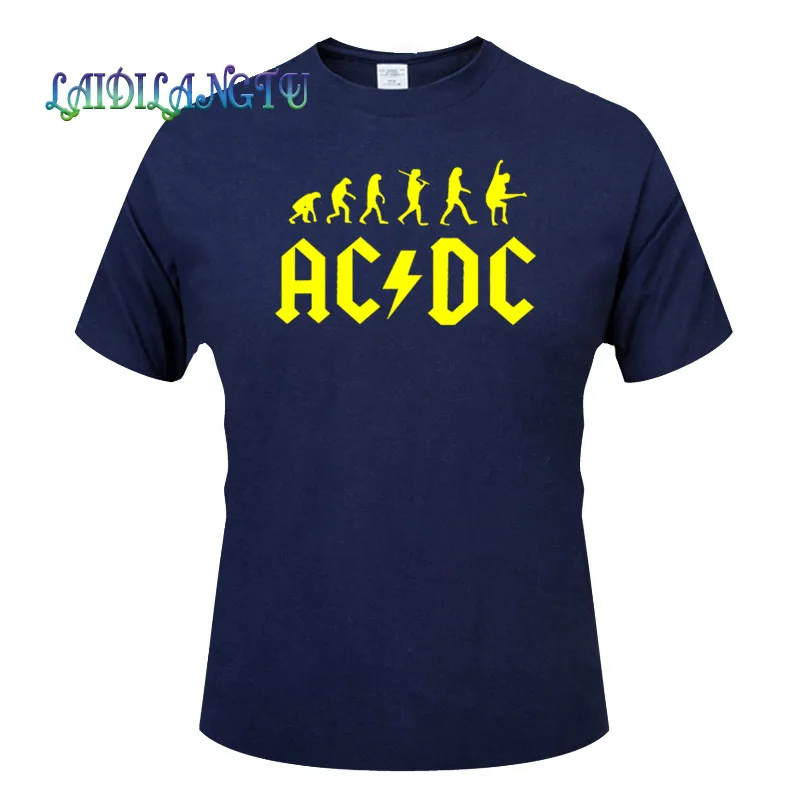 Новинка 2018New Camisetas AC/DC band rock Футболка мужская acdc футболки с рисунками Повседневная футболка с круглым вырезом в стиле хип-хоп короткий рукав хлопковый топ - Цвет: Navy