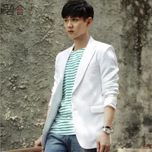 S-3XL Лидер продаж! корейские летние мужские Тонкий белый льняной костюм тонкий маленький пиджак льняные блейзеры пальто певица костюмы одежда