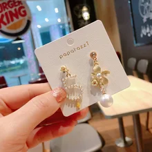 Известный Дизайн Золотой Большая Жемчужная серьга для женщин номер 5 цветок Мода Jewelry