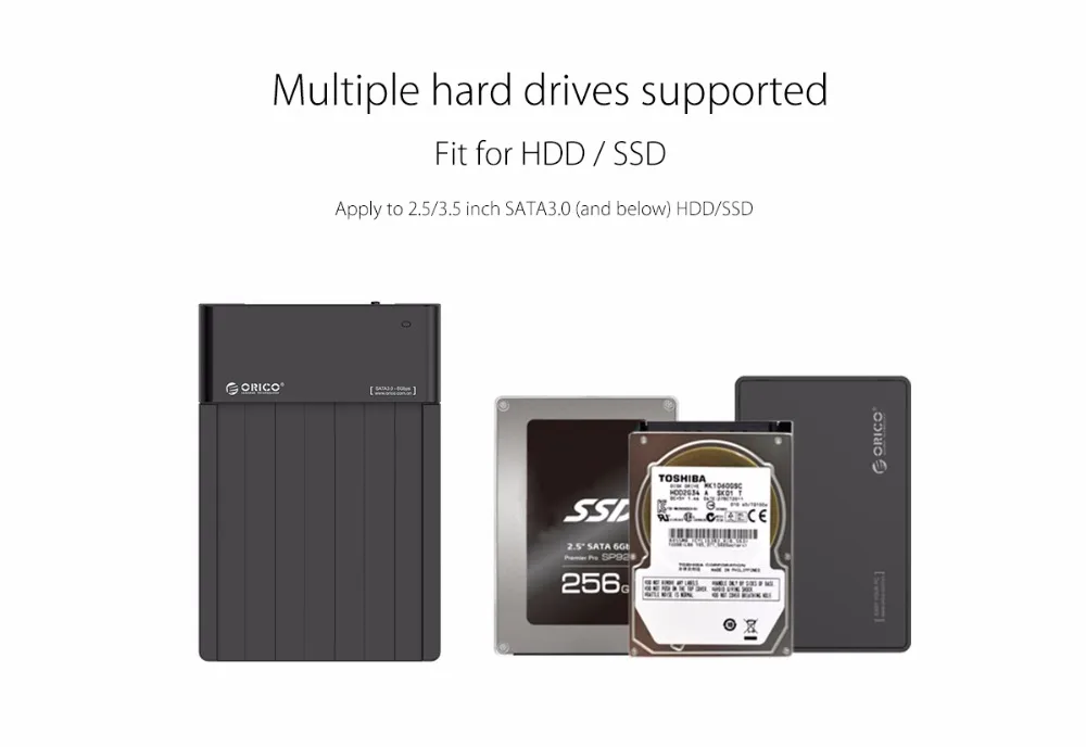 ORICO 6518US3 супер Скорость USB 3,0 жесткий диск HDD и SSD док-станция для 2,5 дюйма и 3,5 дюйма SATA Поддержка 8 ТБ HDD-черный