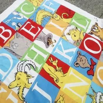 

Good 110x80cm 1pcs Cartoon Animal&English Alphabet Print Cotton Fabric Quilting Patchwork Sew Material Diy Baby Bed Sheet/Cloth