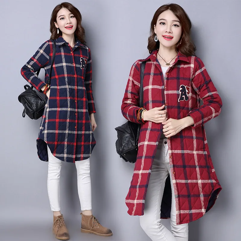 

Ukraine Real Solid No Full Wholesale Winter 2016 New Large Size Cotton Shirt Female Long Sleeved Cardigan Quilted Coat Thick