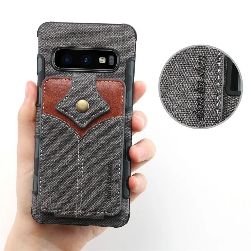 

Card Slot For Etui Samsung S10Plus Case Coque Samsung S10 5G Case Cloth Flip Cover for Samsung Galaxy S10 Plus S10E S10 E Shield