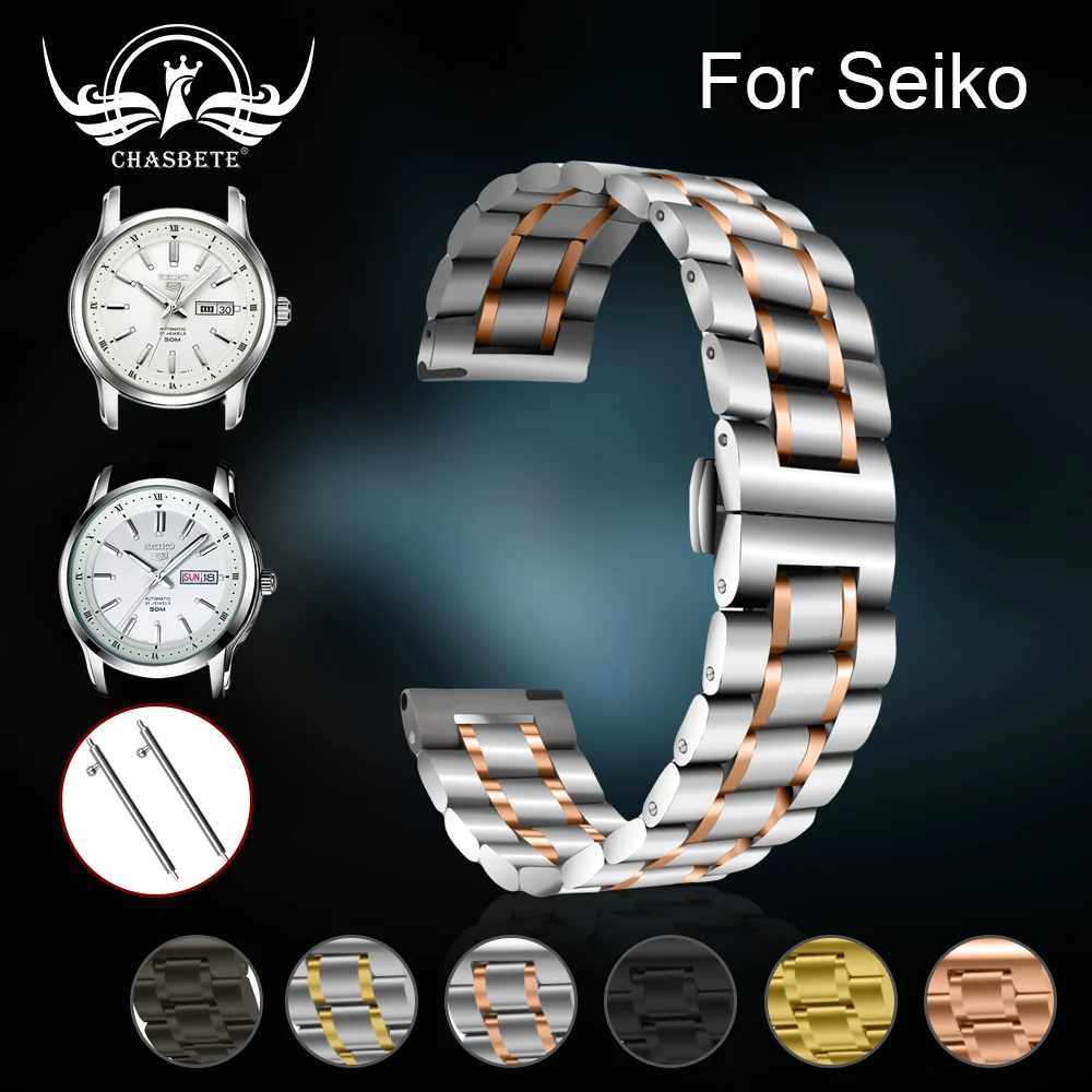 

for Seiko Watchband 20mm 22mm Silver New Hot Metal Stainless Steel Watches Bands Straps Bracelet For Man Women Wristwatch+tools