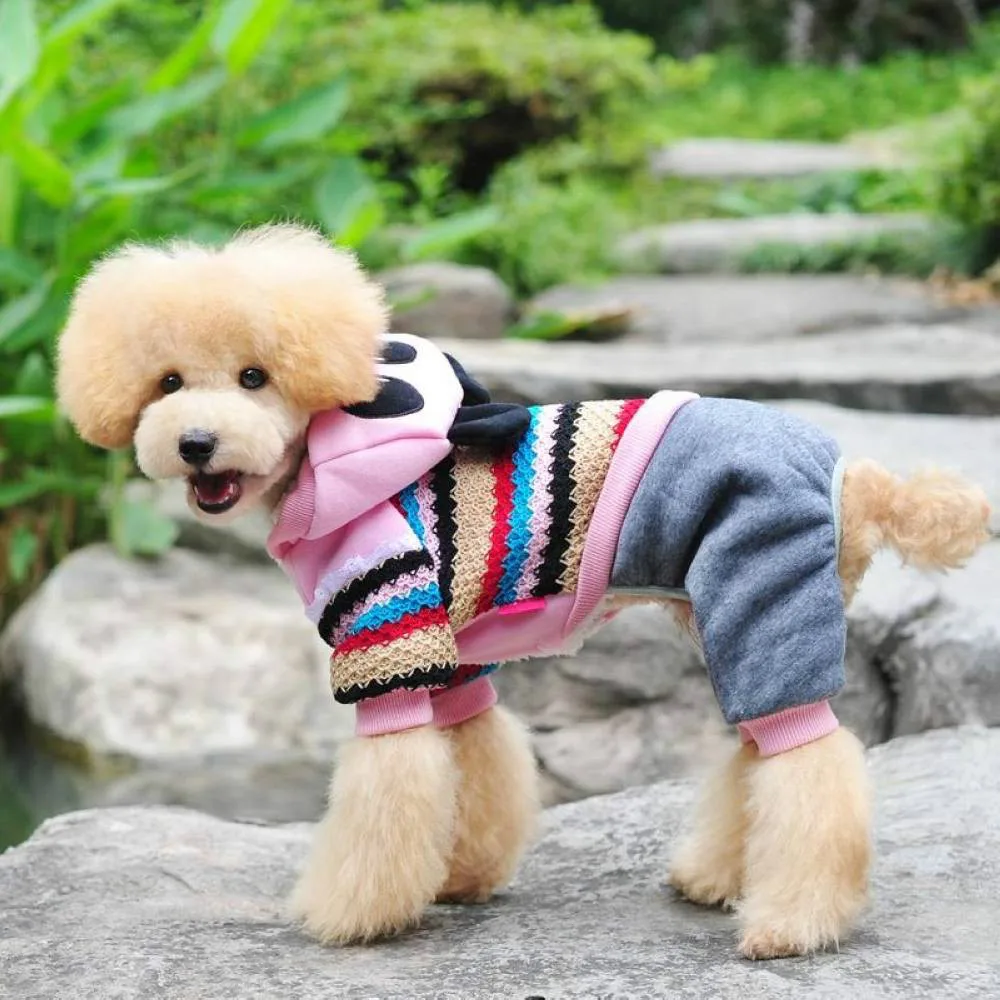 Small Dog Pet Clothing Winter Autumn Sweater Cotton Knitted Hoodies Red