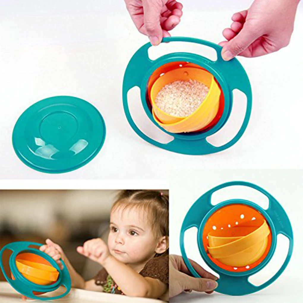Горячая дизайн универсальная Гироскопическая чаша для кормления посуды антипроливающаяся чаша плавное вращение на 360 градусов Гироскопическая чаша для маленьких детей