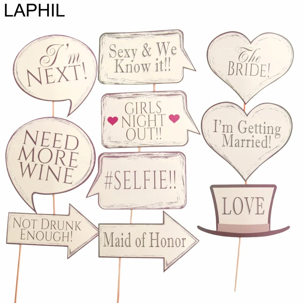 LAPHIL 10pcs Bride To Be Photo Booth Props Vintage Wedding Decoration Bridal Shower Bachelorette Party Favors Photobooth | Дом и сад