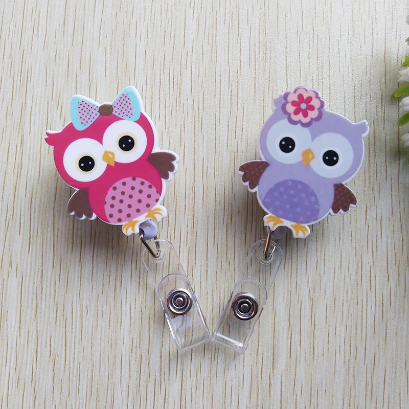 

1Pcs /Lot Foreign trade selling lovely owl Badge Reel Bus card student nurse ID Name Card Badge Holder School office supplies