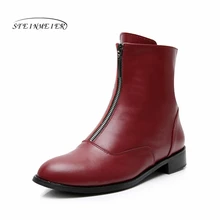 Women flat zip Boots Genuine leather Ankle short black autumn boots for women slip on winter boots 2019 shoes chelsea boots Women flat zip Boots Genuine leather Ankle short black autumn boots for women slip on winter boots 2019 shoes chelsea boots