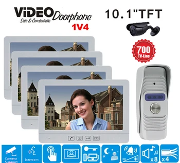 

ZHUDELE Top quality 10.1" Display Color Video Door Phone Touch Button Doorbell Intercom support CCTV camera IR HD Camera 1V4