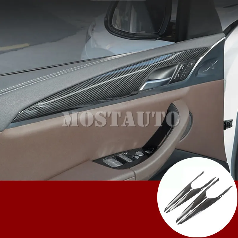Carbon Fiber Look Side Door Handle Bowl Cover Trim 4pcs for BMW X3 G01 2018 2019