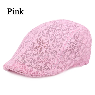 Новые модные кружевные береты, кепки s для мужчин и женщин, регулируемые повседневные кепки солнцезащитные унисекс, летние береты, шапки Boina Casquette, плоская кепка - Цвет: Pink