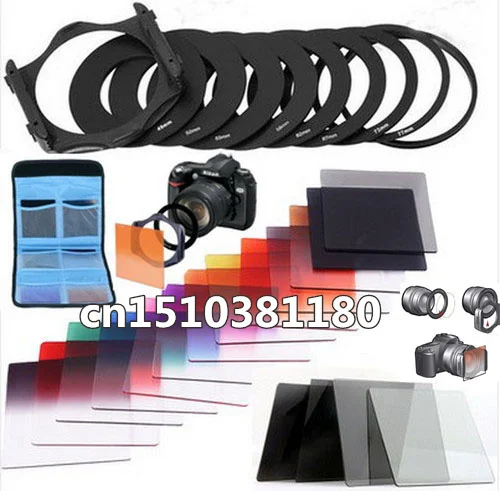 

23 in1 ND16 Gradual ND2 4 8 Filter Set + 9pcs Ring Adapter 49 52 55 58 62 67 72 72 77 82for Cokin P