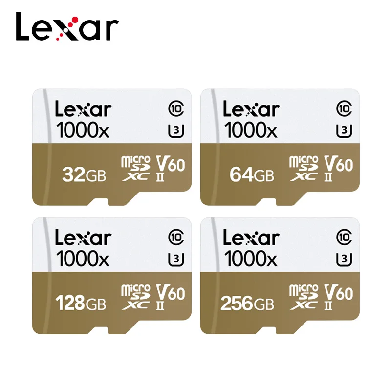 Купить 100% оригинал Lexar 1000x карты памяти 32 GB SDXC Class 10 V60 максимальное значение Скорость 150 МБ с. UHS II 64 GB 128 GB 256 GB U3 Micro SD карты