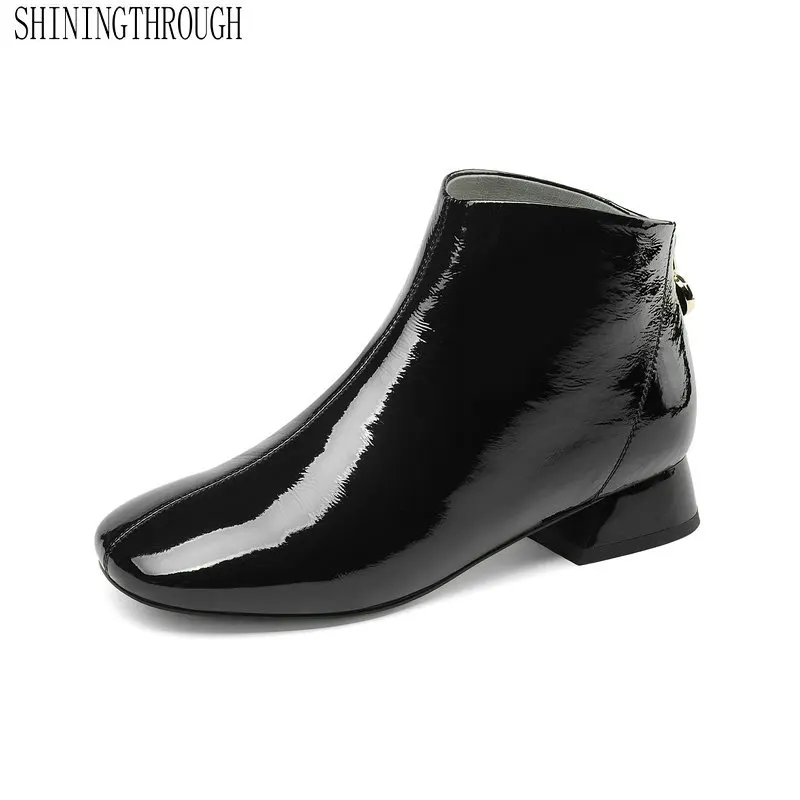 

Genuine Leather Women Ankle Boots Zipper Low Heel Hot Sale Women Shoes Spring Autumn Ladies Shoes Size 34-43