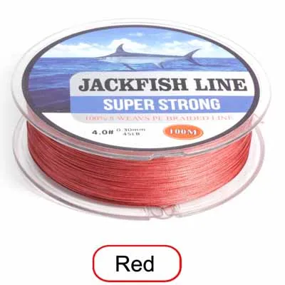 JACKFISH 8 нитей 100 м ПЭ плетеная рыболовная леска супер сильная рыболовная леска с посылка ловля карпа соленая гладкая плетеная леска - Цвет: Красный