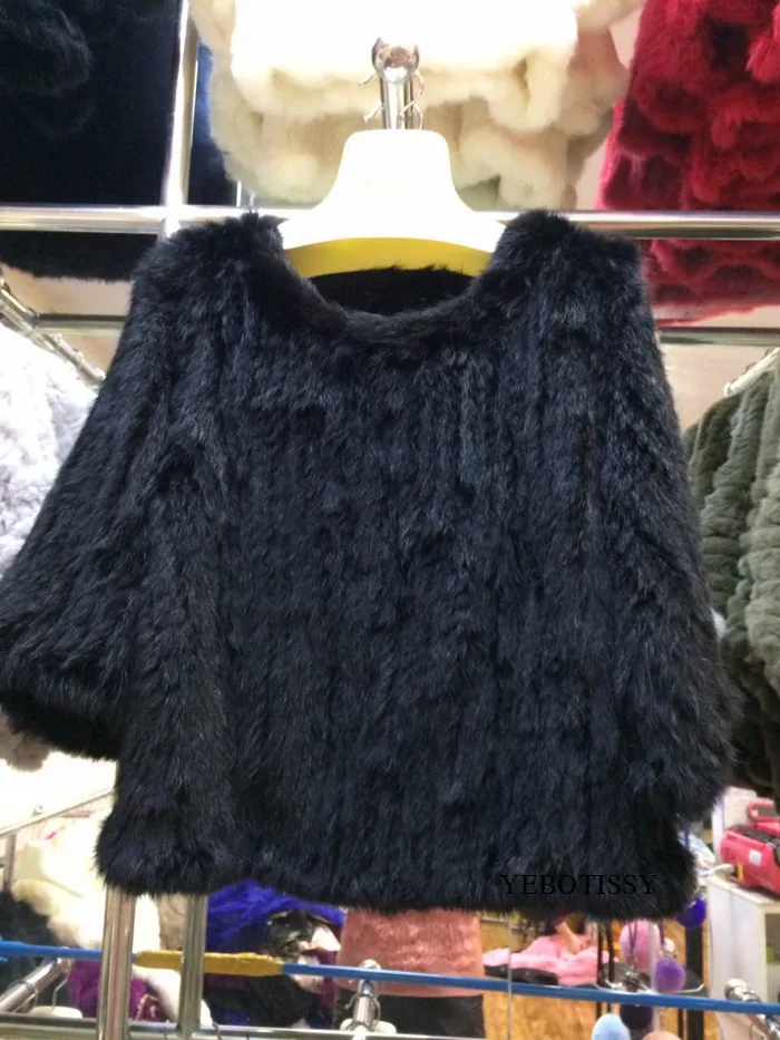 knitted rabbit fur poncho jacket for spring autumn (3)