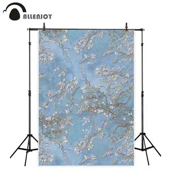 

Allenjoy background photography almond blossoms flower emboss backdrop photo studio photobooth photocall fabric printed