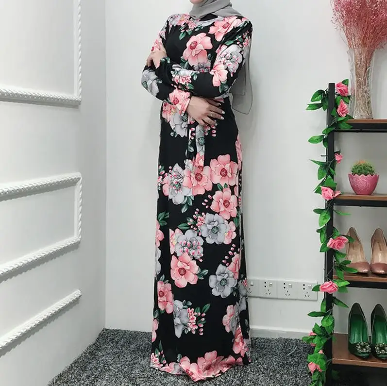 Vestidos Ramadan кафтан абайя, арабское мусульманское длинное платье для девочки Caftan Elbise Hijab Eid платья Qatar Robe Femme Musulmane Longue - Цвет: Black dress