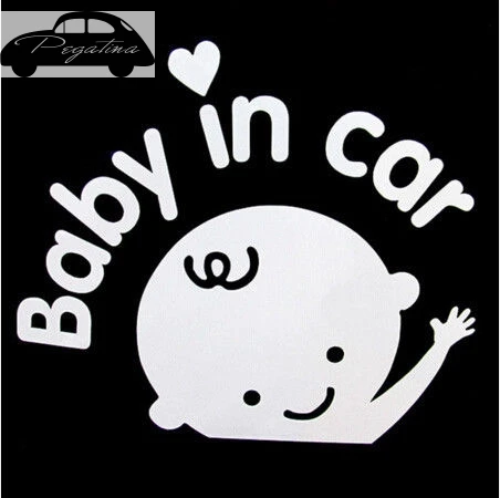 "Baby In Car" Waving Baby on Board Safety Sign Cute Car Decal Vinyl Sticker PVCA