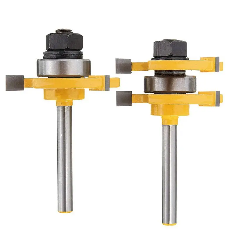 Set of 2 Pieces 1/4 Inch Shank Matched Tongue and Groove Router Bit Set