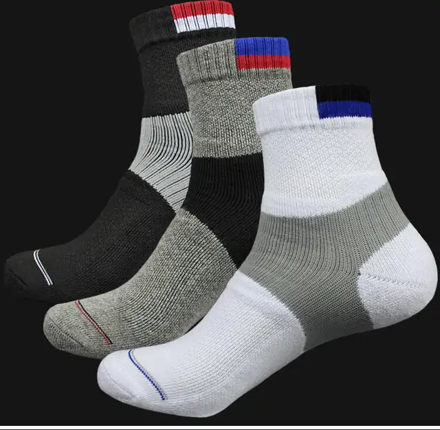 Cheap 3Pairs Men's Sporting Socks Thickening Cotton Ankle Socks Sport Socks Running Cycling Bowling Camping Hiking Sock 3 Colors