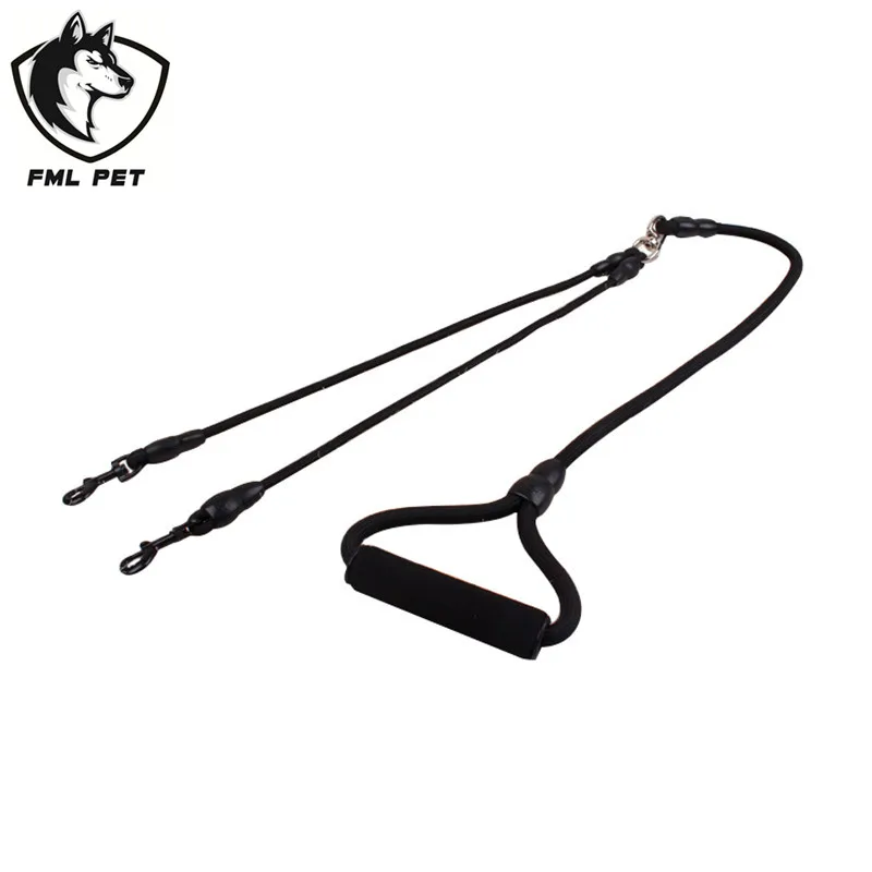 FML Pet Leash Double Handle Leash Nylon Training Rope Dual Hook Leash with Two Dogs Outdoor