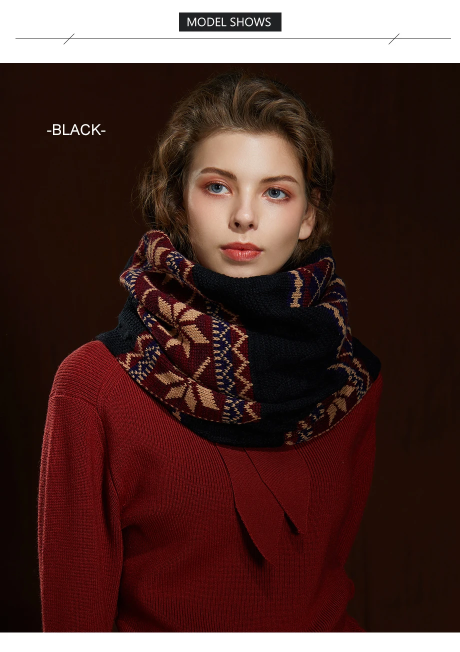 Winter Women Scarf 2019 New Bohemian Style Wool Knit Thick Scarves Female Flower Shawls Warmer Women's Scarves Warm Ladies Scarf (5)