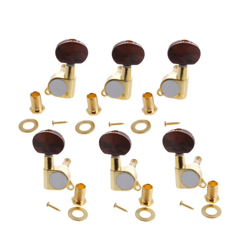 

1Set Metal Red Pearl Knob Enclosed Acoustic Guitar Tuning Pegs String Tuning Pegs Tuners Machine Heads
