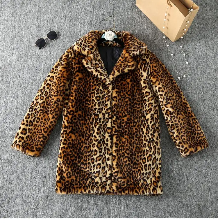 MSAISS зимняя женская леопардовая куртка средней длины, зимнее пальто из искусственного меха, женские тонкие повседневные меховые куртки Luipaard - Цвет: Синий