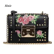 Женская розовая Цветочная вышивка через плечо сумки на плечо женские роскошные дизайнерские сумки-мессенджеры цепи тела сумки bolsa feminina