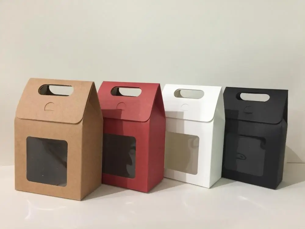 20pcs Kraft paper bag custom packaging bag wholesale printing gift box flip window holiday gift