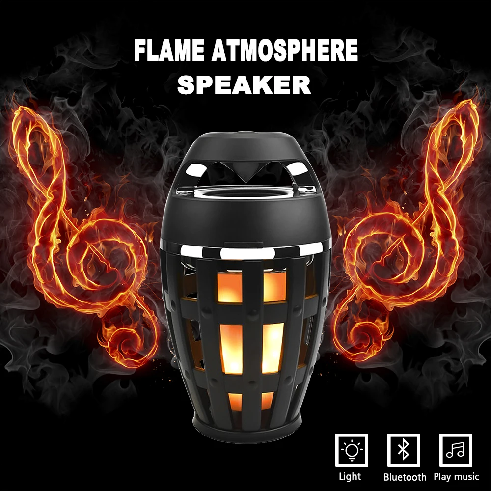 New LED Flame Lamp Bluetooth Speaker USB LED Flame Effect Atmosphere