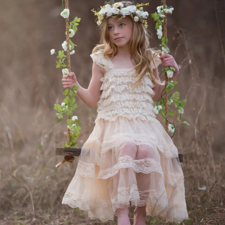 Cute Retail Girls Ivory Lace Chiffon Cake Tutu Dress Kids ...