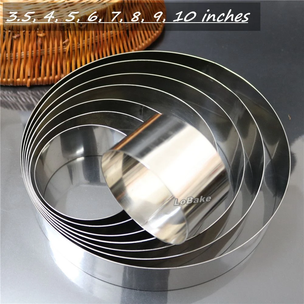 

(8pcs/set) Latest 3.5 - 10 inches round shape mousse ring cake mold stainless steel cheese baking tools for cakes DIY bakery