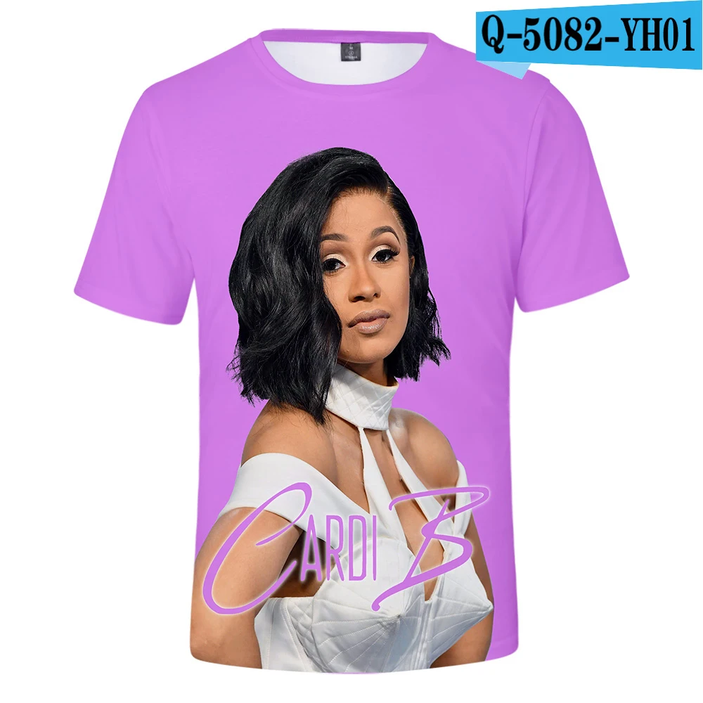 LUCKYFRIDAYF Забавные милые 3d футболки Rapper Cardi B Модные мужские и женские футболки Топы с коротким рукавом 3D футболки толстовки - Цвет: 20