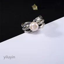 KJJEAXCMY boutique jewelryar S925 pure silver, natural pearl, simple, retro, hollow, and open, ring finger ring kjjeaxcmy boutique jewelry s925 pure silver peony natural red agate retro personality opening lady ring finger ring