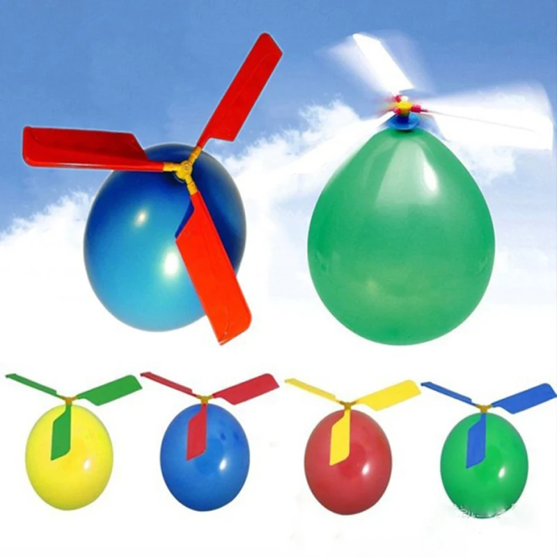 1 Set Classic Balloon Airplane Helicopter For Kids Children Flying Toy