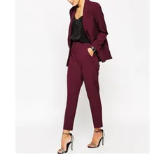 Женские Брючные костюмы бордового цвета, для женщин, для девушек, формальные, на заказ, куртка+ брюки, смокинги, Новое поступление, костюмы