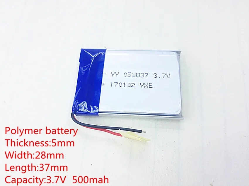 Polymer battery 500 mah 3.7 V 502837 smart home MP3 speakers Li-ion battery for dvr,GPS,mp3,mp4,cell phone,speaker