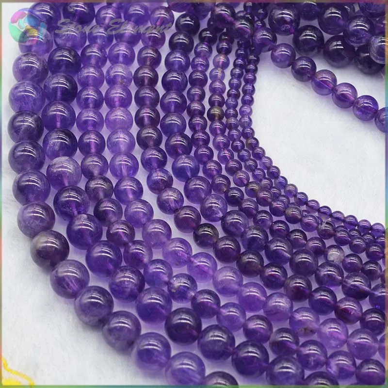 

Genuine Natural Deep Color Amethyst Loose Round Beads 4mm,6mm,8mm,10mm