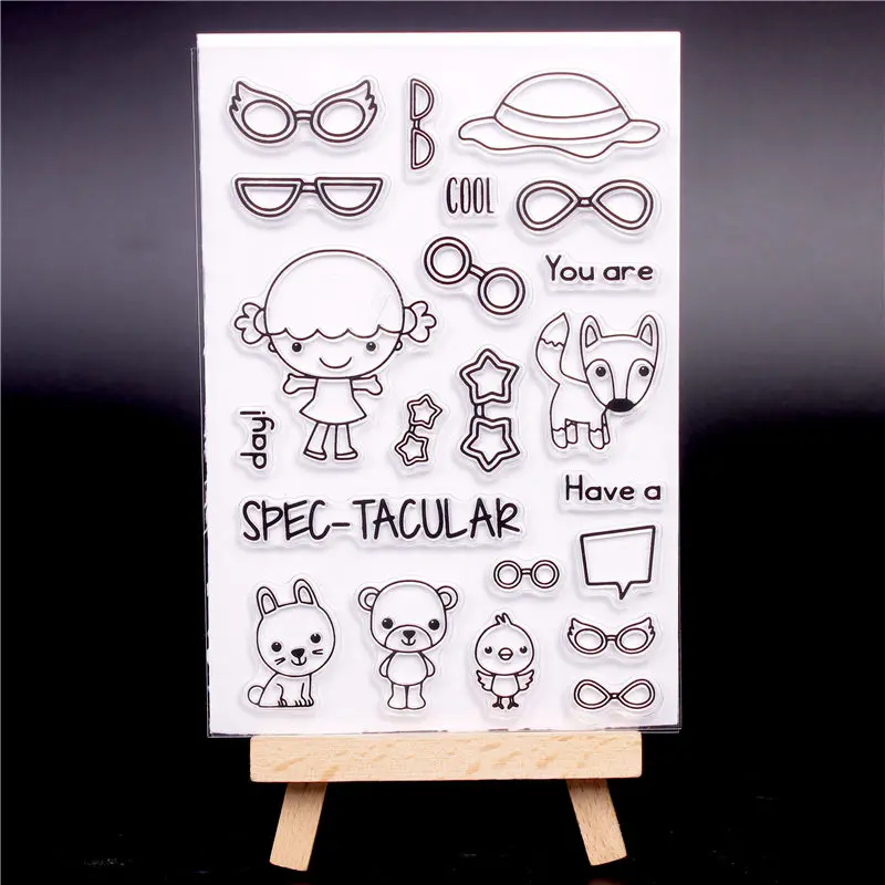 

glasses Rubber Silicone Clear Stamps for Scrapbooking Tampons Transparents Seal Background Stamp Card Making Diy