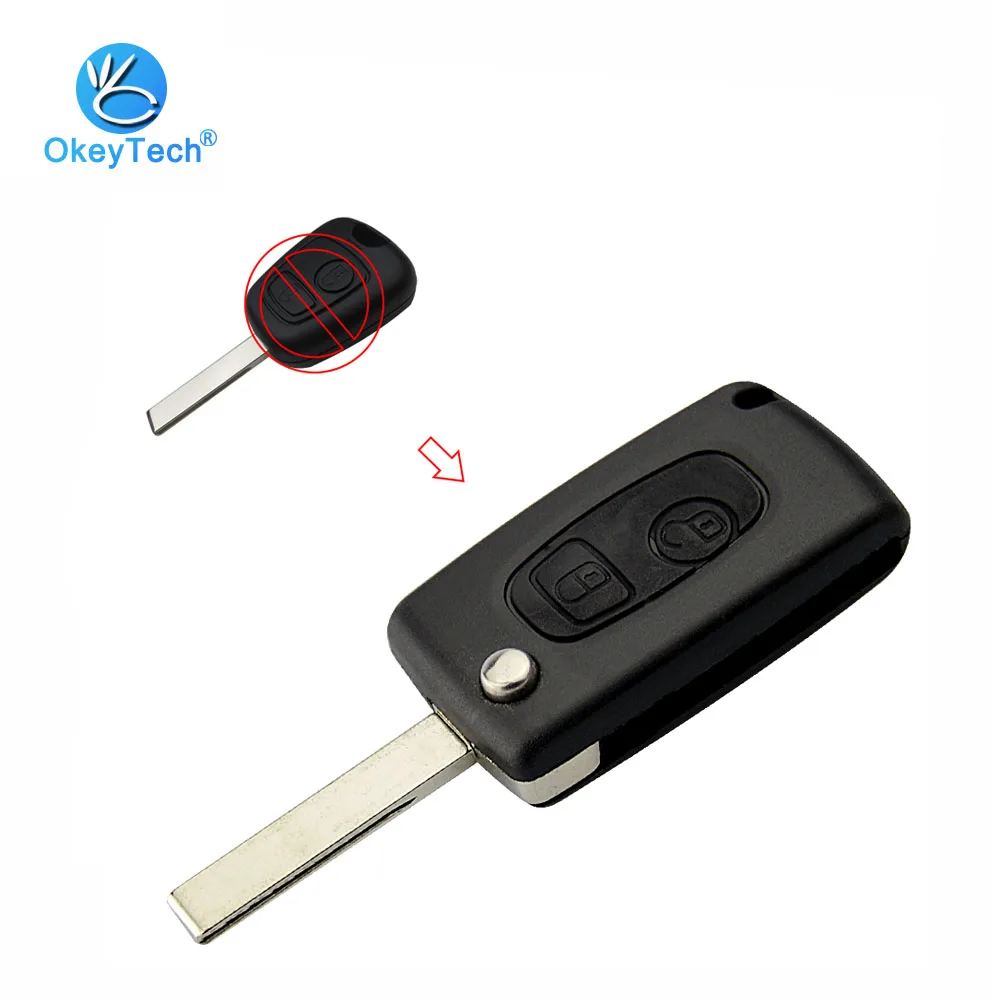 OkeyTech 2 кнопочный флип ключ модифицированный HU83 лезвие дистанционного управления